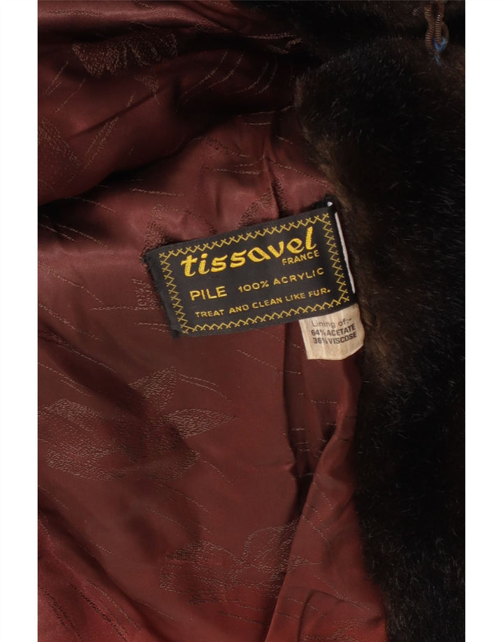 Tissavel Giacca da donna in pelliccia sintetica aperta UK 14 Acrilico marrone medio