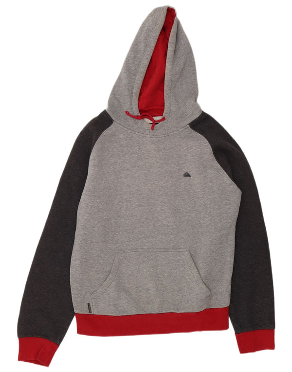 Maglione con cappuccio da uomo Quiksilver in cotone color block grigio medio
