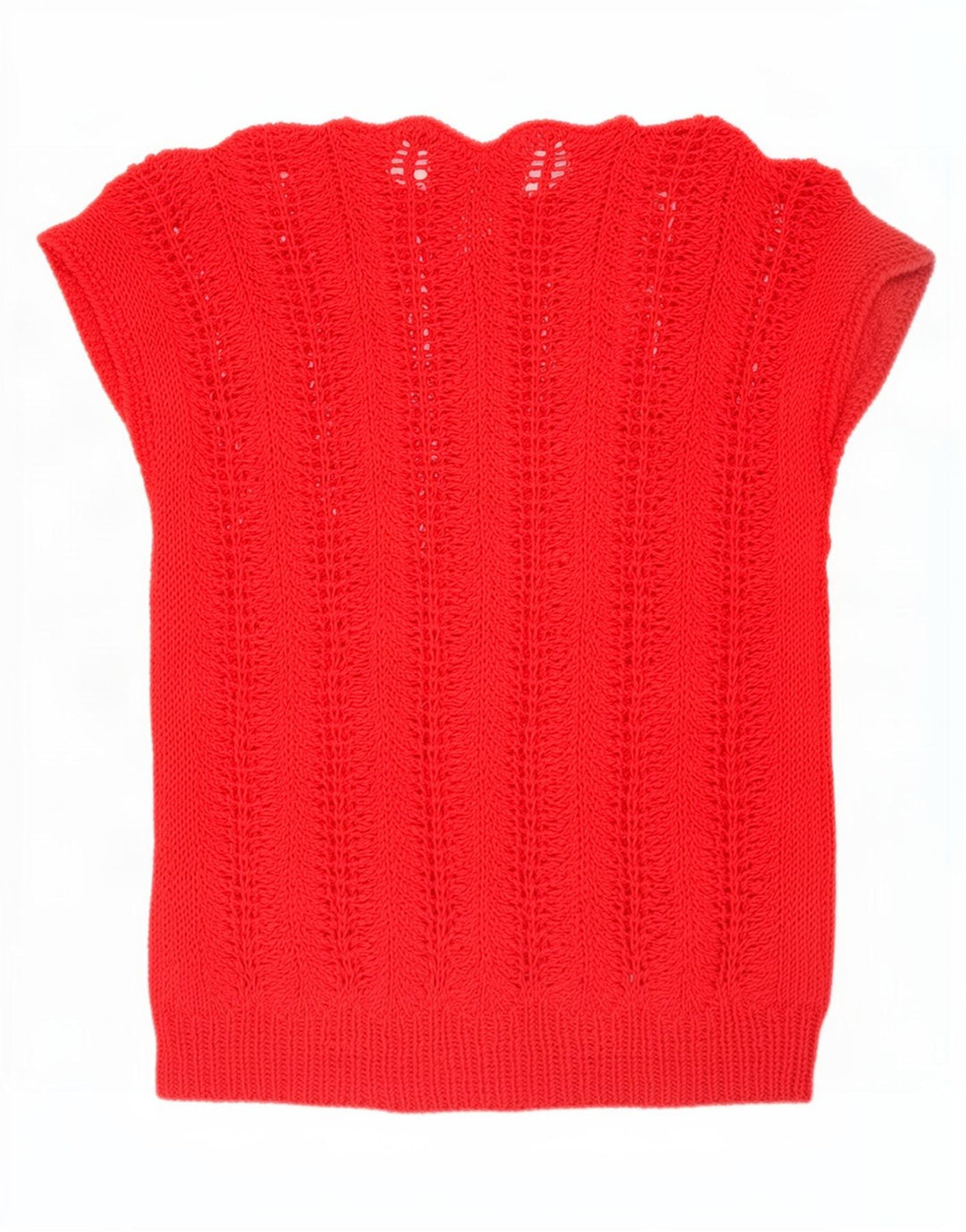 Canotta vintage da donna trasparente con gilet UK 12 rossa media