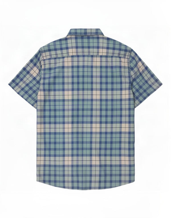 Camicia Lee da uomo slim fit a maniche corte 2XL in cotone a quadri blu
