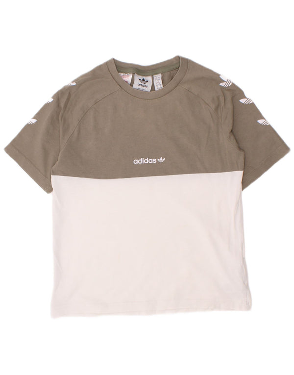 T-shirt grafica da ragazzo Adidas Top 6-7 anni in cotone color block bianco