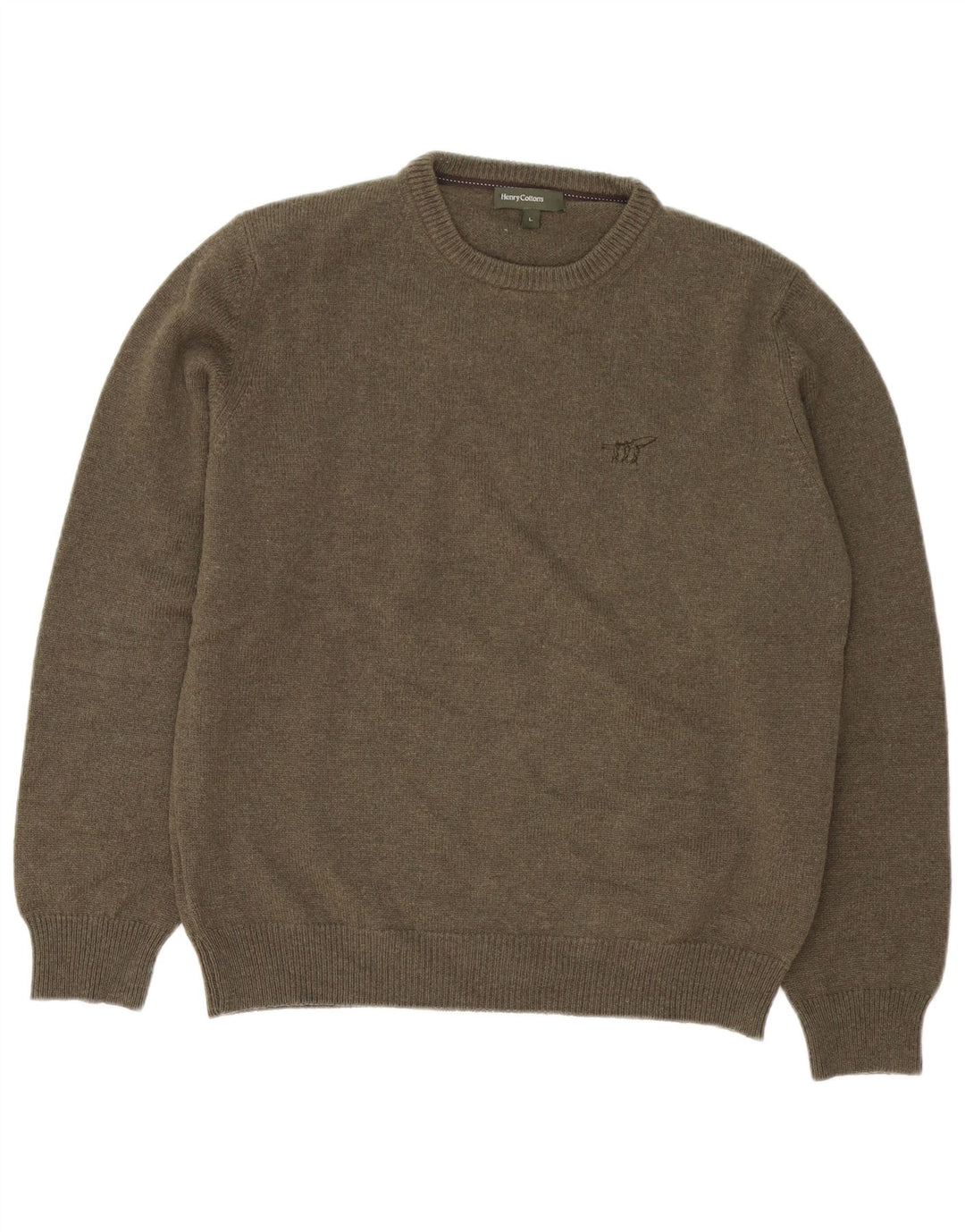 Maglione da uomo girocollo Henry Cottons grande in lana vergine kaki