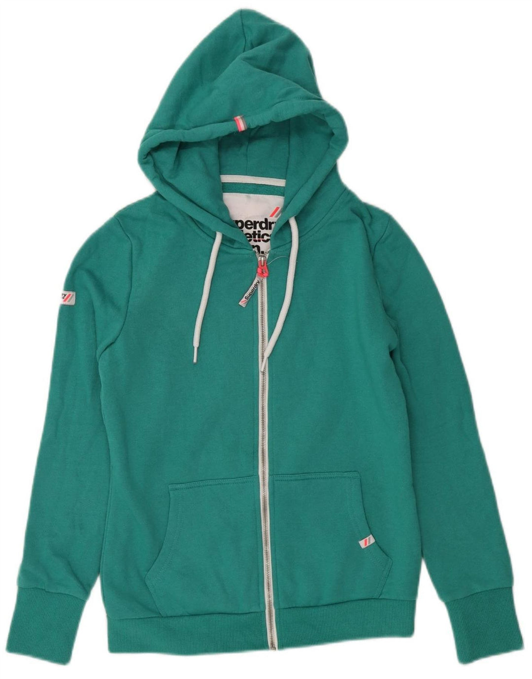 Maglione con cappuccio e zip da donna SUPERDRY UK 12 Cotone verde medio