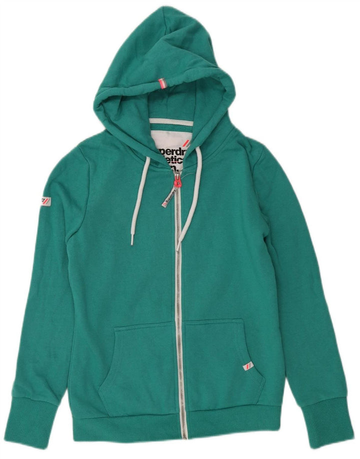 Maglione con cappuccio e zip da donna SUPERDRY UK 12 Cotone verde medio