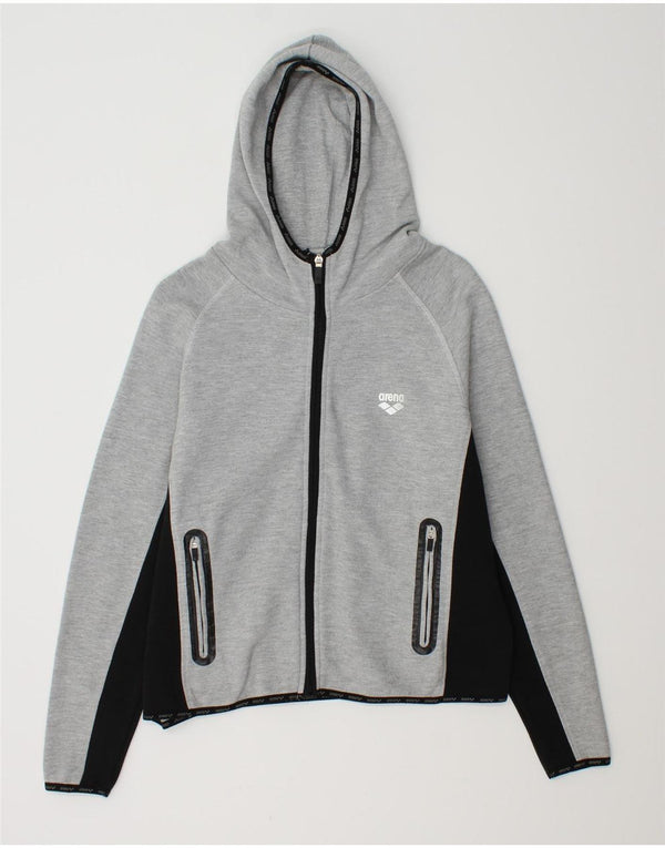 Maglione con cappuccio e zip corta da donna Arena UK 14 Blocco colore grigio medio