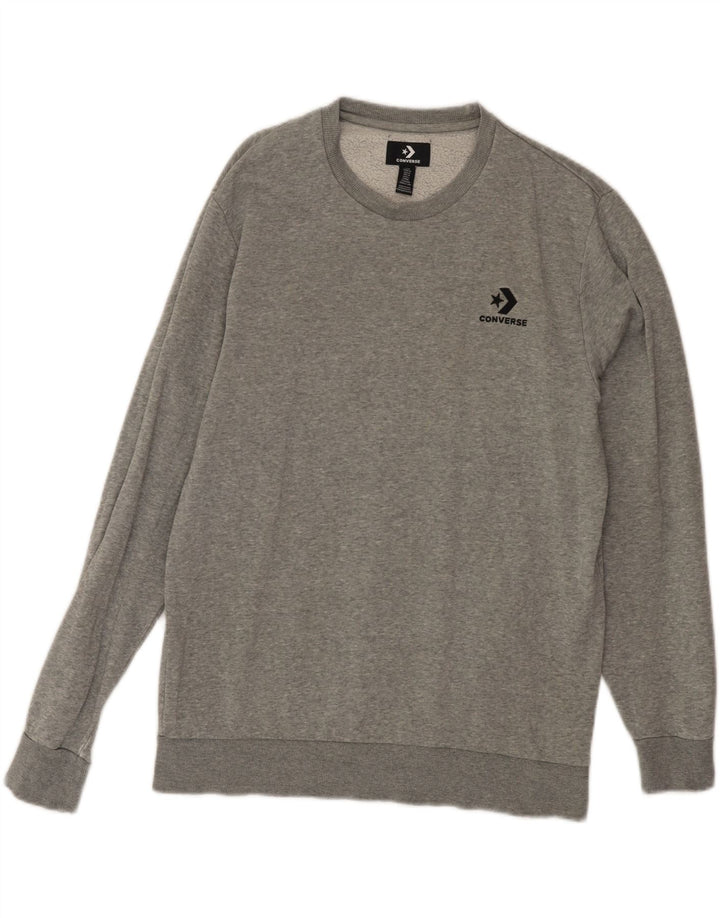 CONVERSE Felpa da uomo Maglione in cotone grigio medio
