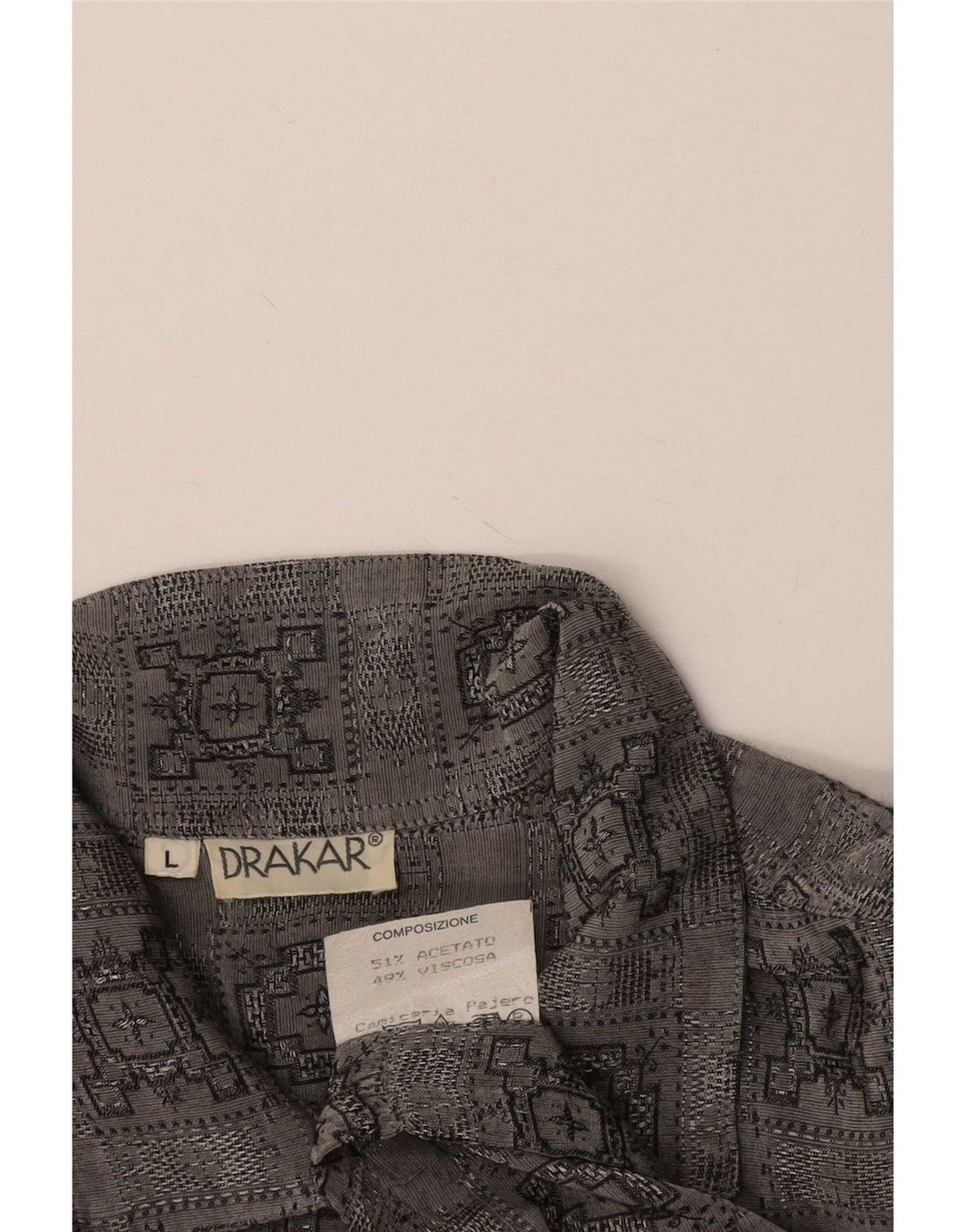 Camicia vintage da uomo a maniche corte, acetato a quadri grigi grandi