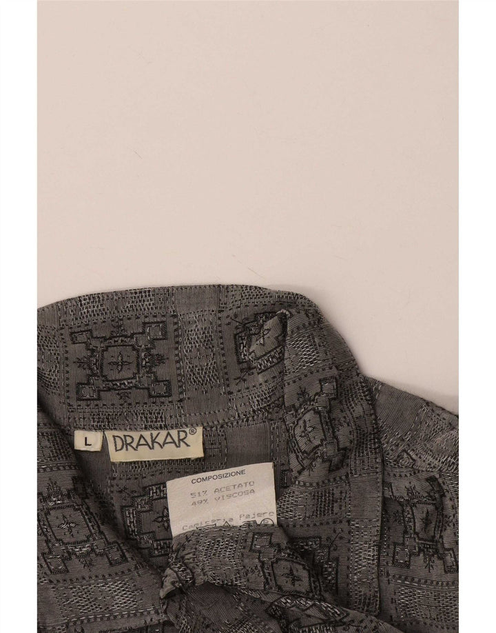 Camicia vintage da uomo a maniche corte, acetato a quadri grigi grandi