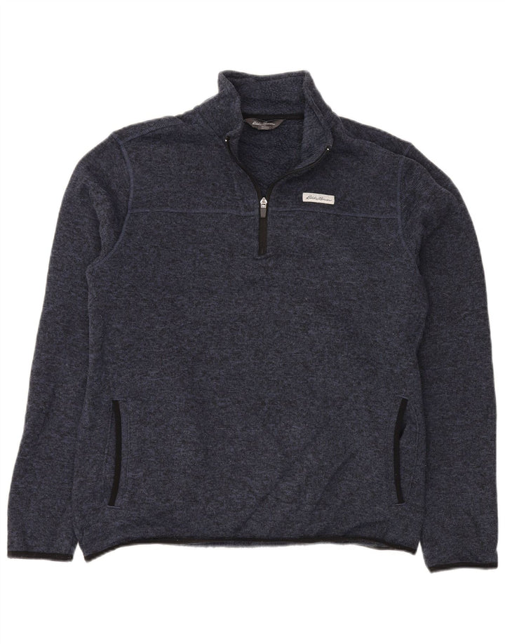EDDIE BAUER Felpa con collo con zip da uomo Maglione grande poliestere blu navy