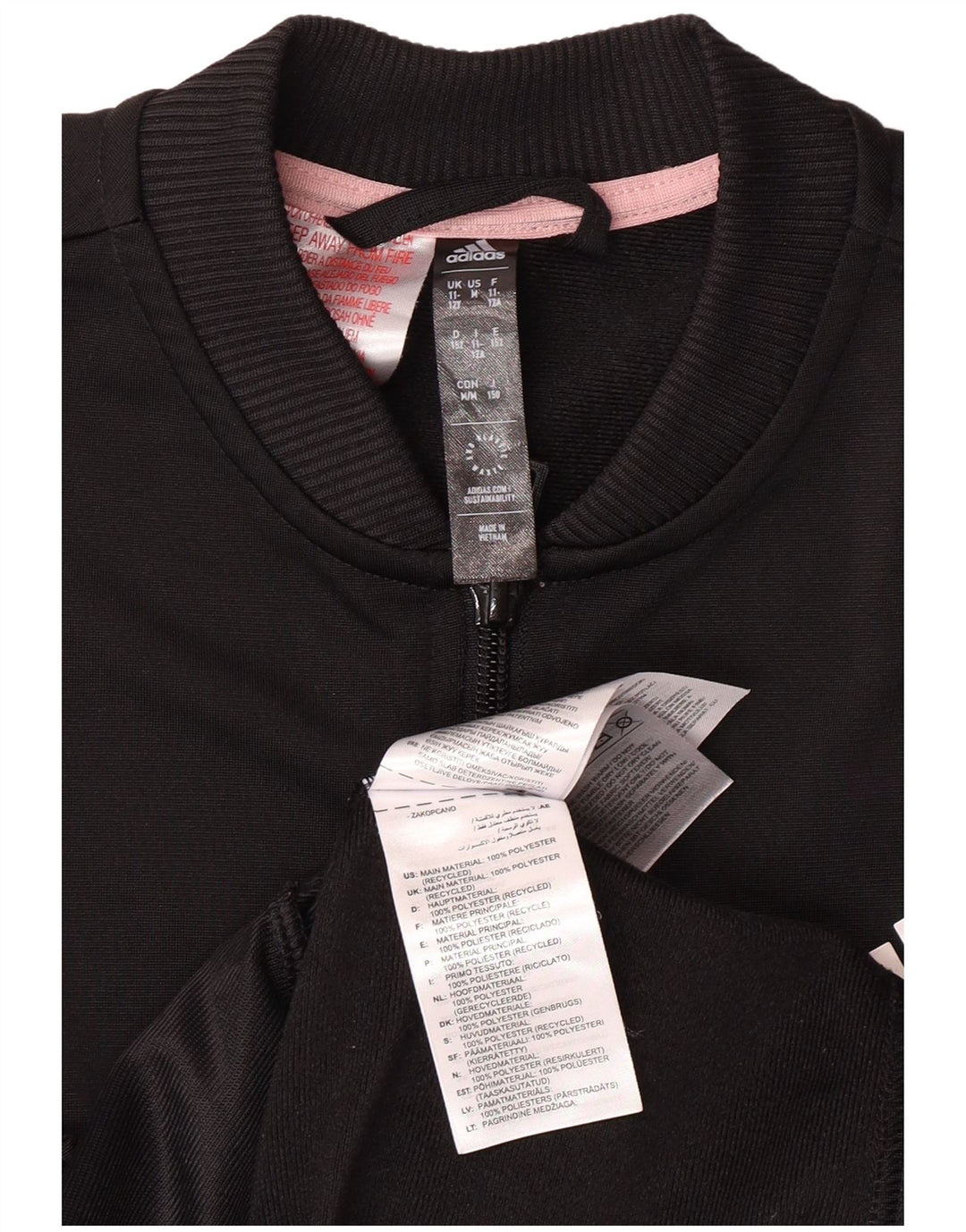 Giacca sportiva ADIDAS per ragazze 11-12 anni in poliestere nero