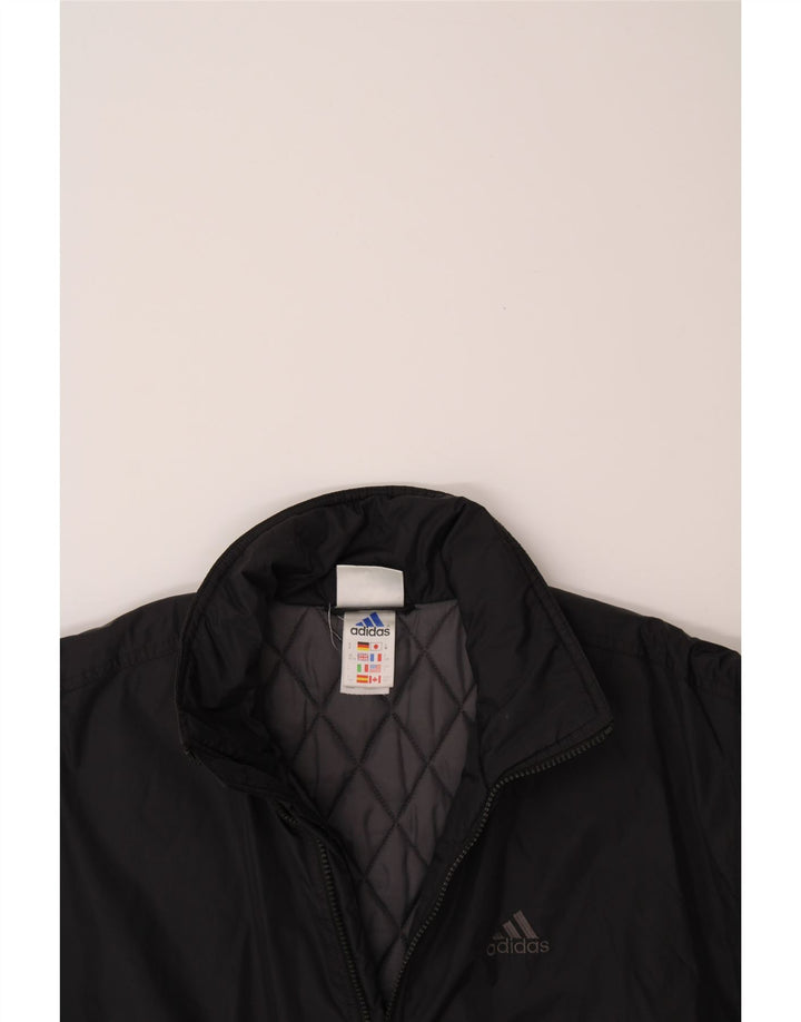 ADIDAS Mens Oversized Graphic Windbreaker Jacket UK 36/38 Small Black Vintage Adidas and Second-Hand Adidas from Messina Hembry 