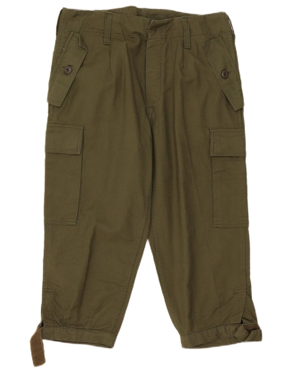 Pantaloni capri cargo cargo affusolati da donna vintage W34 L21 kaki