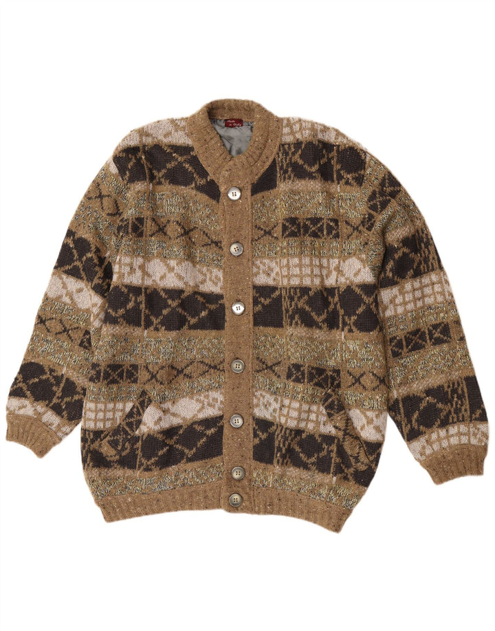 Giubbotto bomber in maglia dal taglio ampio da uomo vintage IT 48 Verde medio geometrico