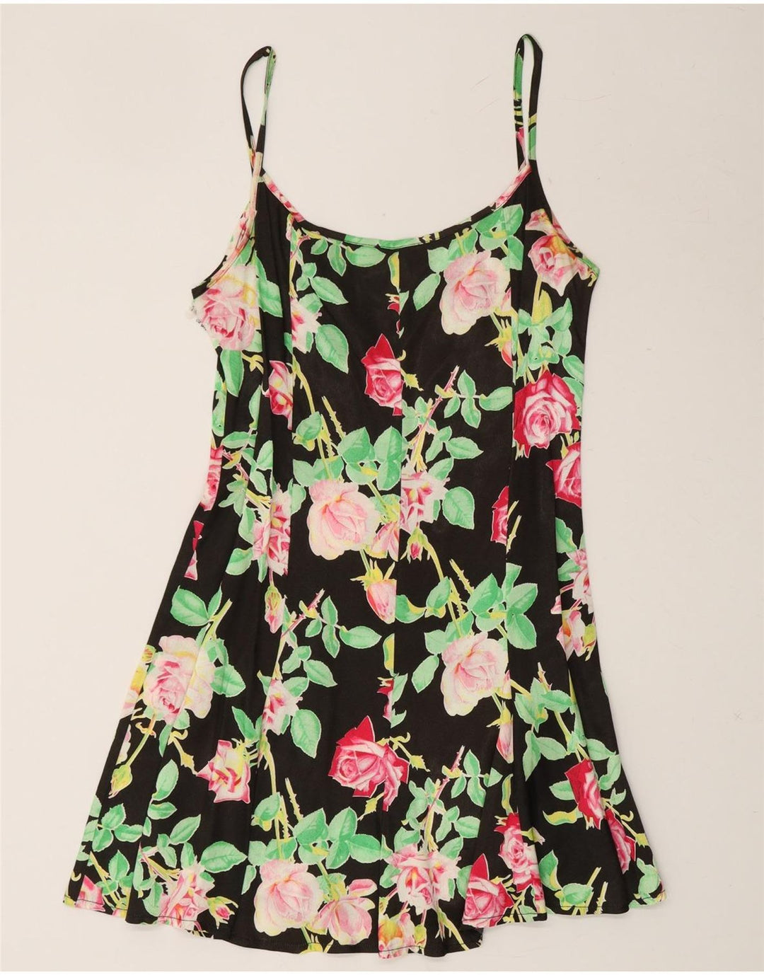 SWISH Womens Sundress IT 44 Medium Black Floral Vintage Swish and Second-Hand Swish from Messina Hembry 