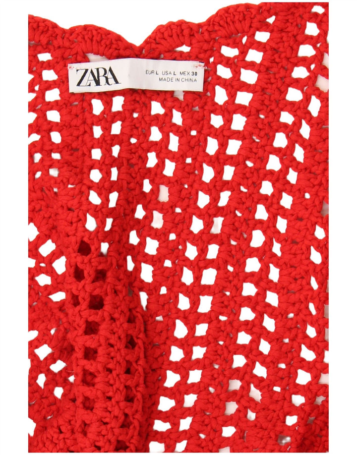 Top corto all'uncinetto da donna Zara UK 14 grande rosso