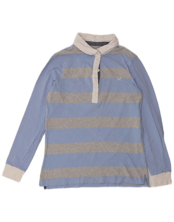Crew Clothing Polo da rugby da donna a maniche lunghe UK 8 Small Blue Striped