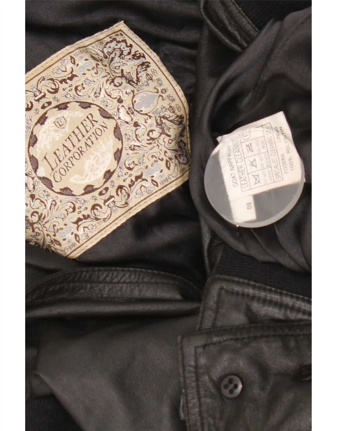 Giacca in pelle vintage da uomo IT 50 media nera