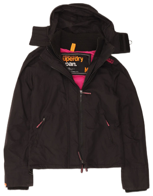 Giacca a vento con cappuccio da donna Superdry UK 14 nylon nero medio