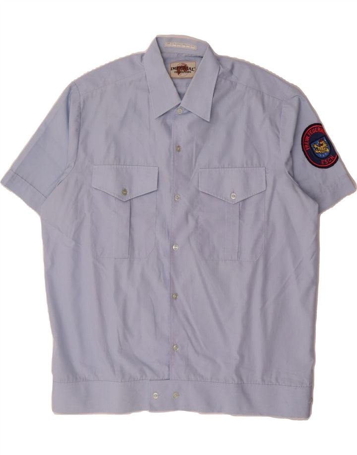 IMPERIAL Mens Short Sleeve Shirt Large Blue Polyester Vintage Imperial and Second-Hand Imperial from Messina Hembry 
