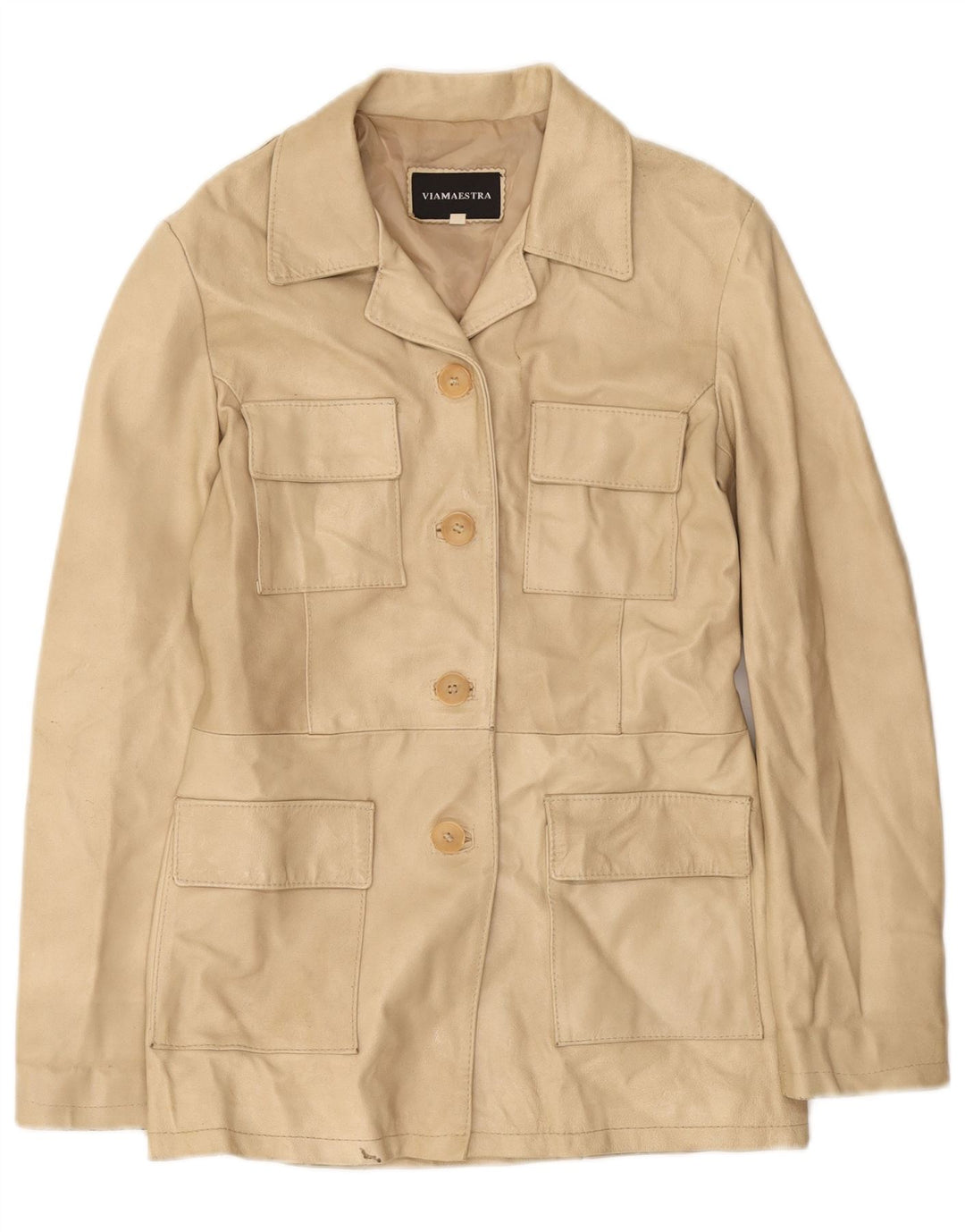 Giacca in pelle da donna Viamaestra UK 12 Pelle beige media