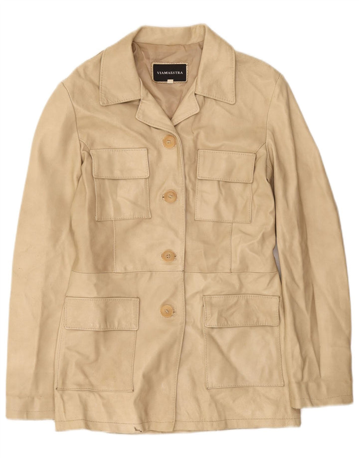 Giacca in pelle da donna Viamaestra UK 12 Pelle beige media