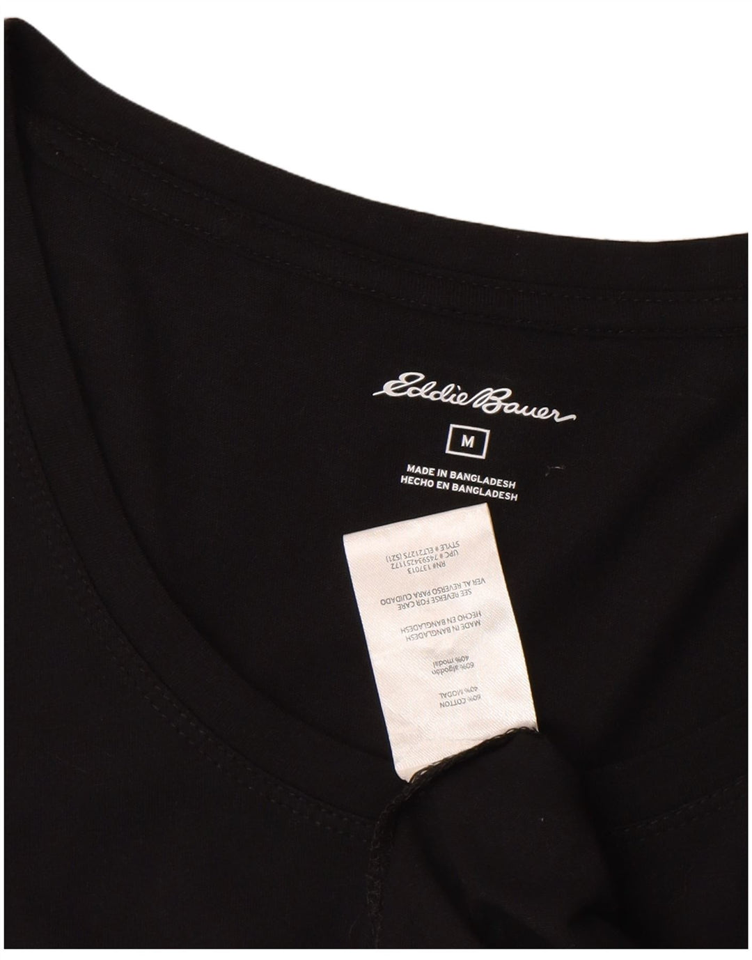 T-shirt da donna Eddie Bauer Top UK 12 cotone nero medio