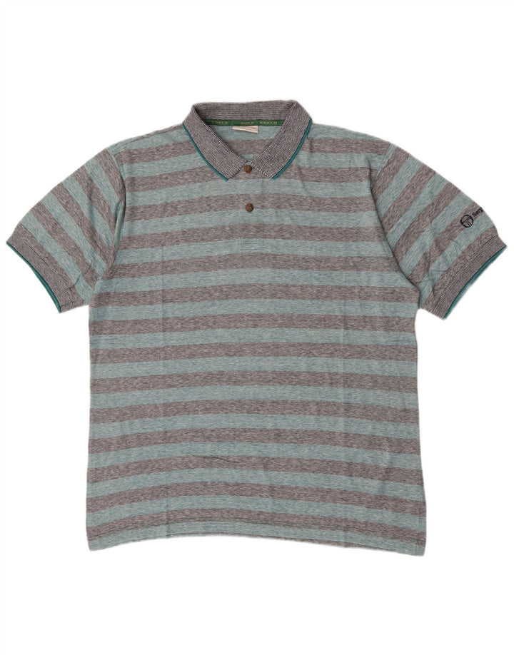Polo Uomo Sergio Tacchini Maglia Grande in Cotone a Righe Blu