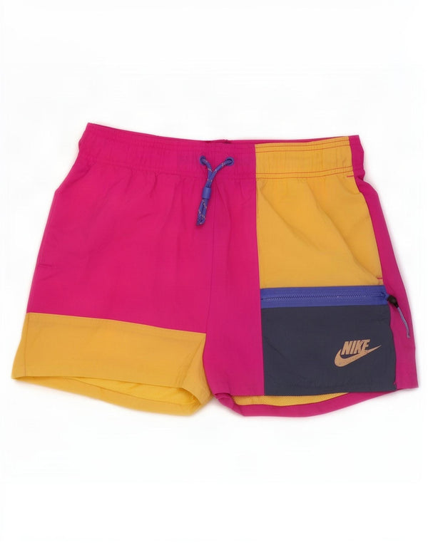 Pantaloncini da bagno da donna Nike UK 10 Small nylon color block rosa