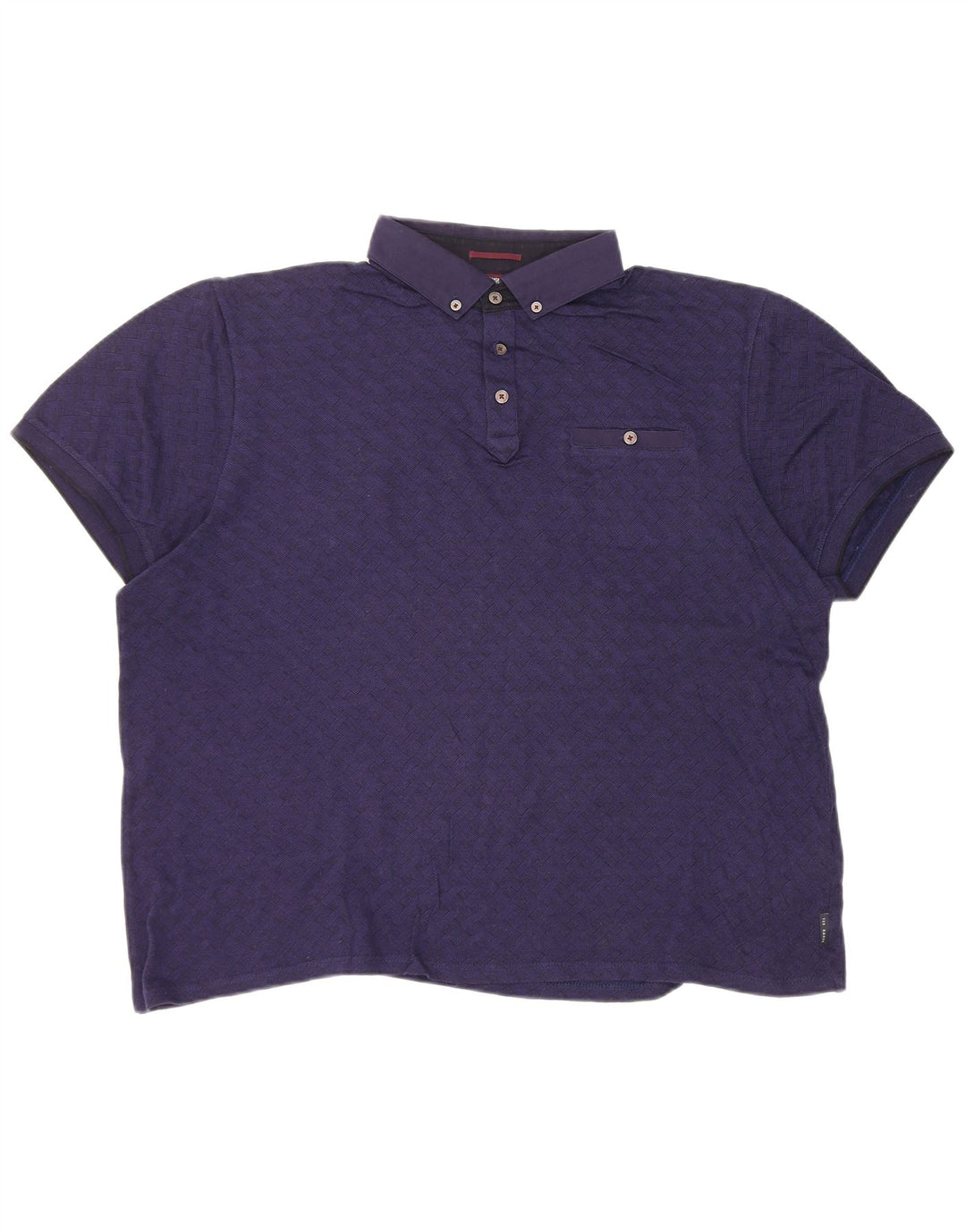 Polo da uomo Ted Baker taglia 6 2XL cotone a quadri blu navy