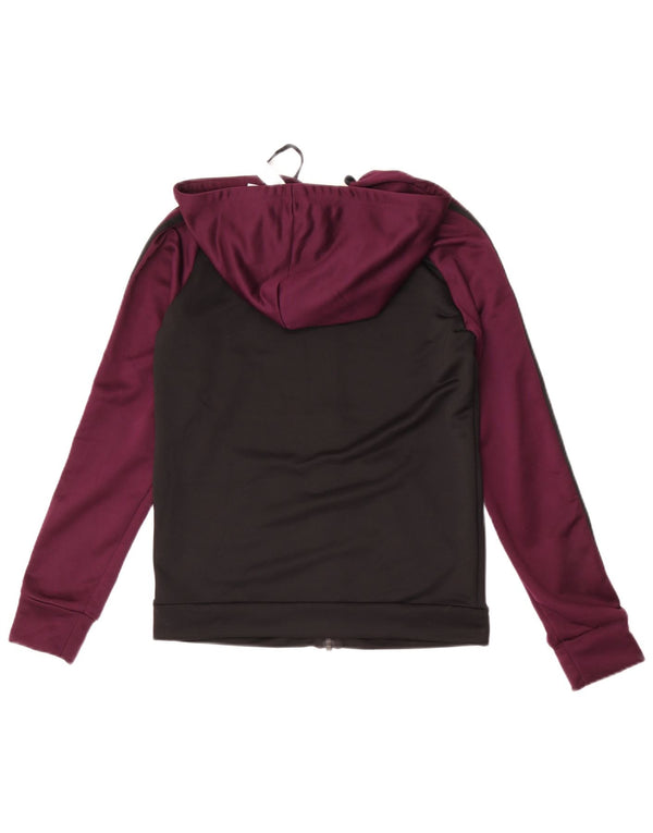 Felpa con cappuccio e zip da donna Adidas UK 12/14 Medium Black Colourblock