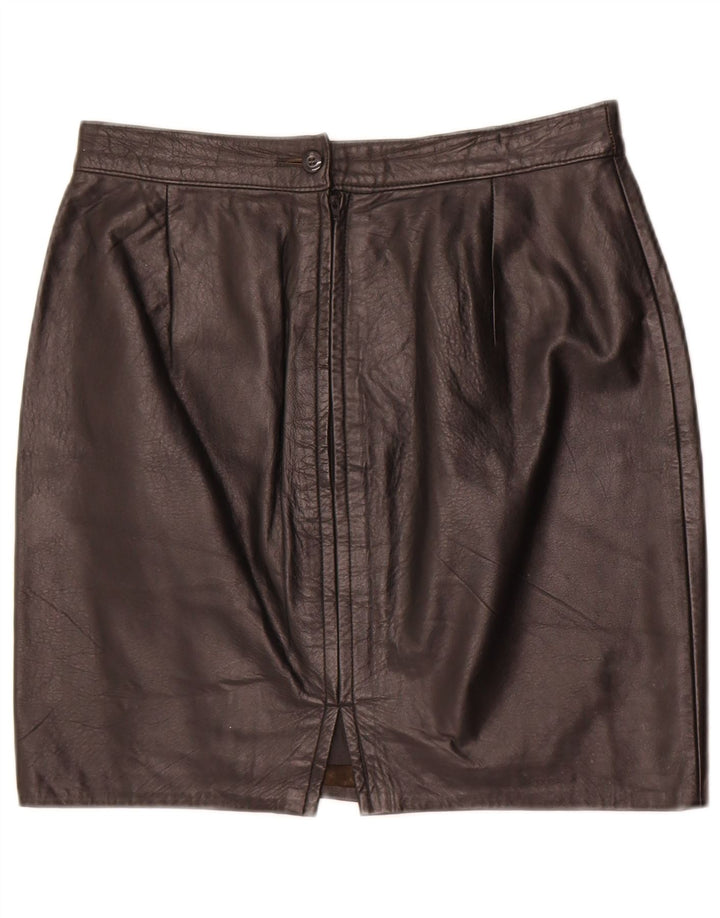 Gonna in pelle vintage da donna W30 media nera