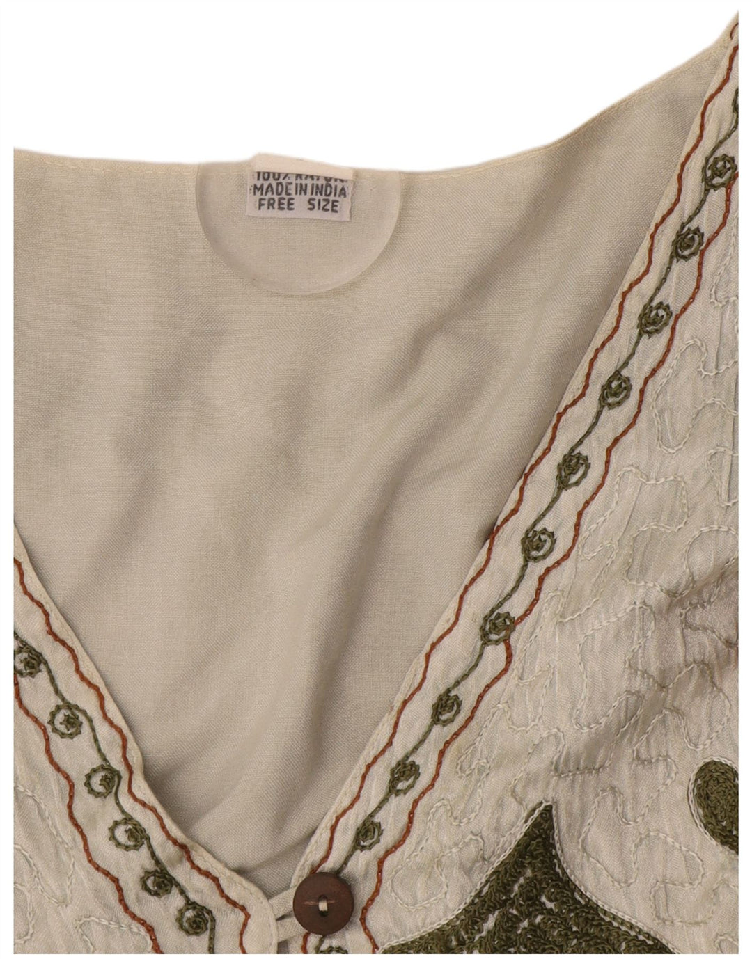 Gilet vintage da donna con motivo astratto, taglia unica, in rayon bianco