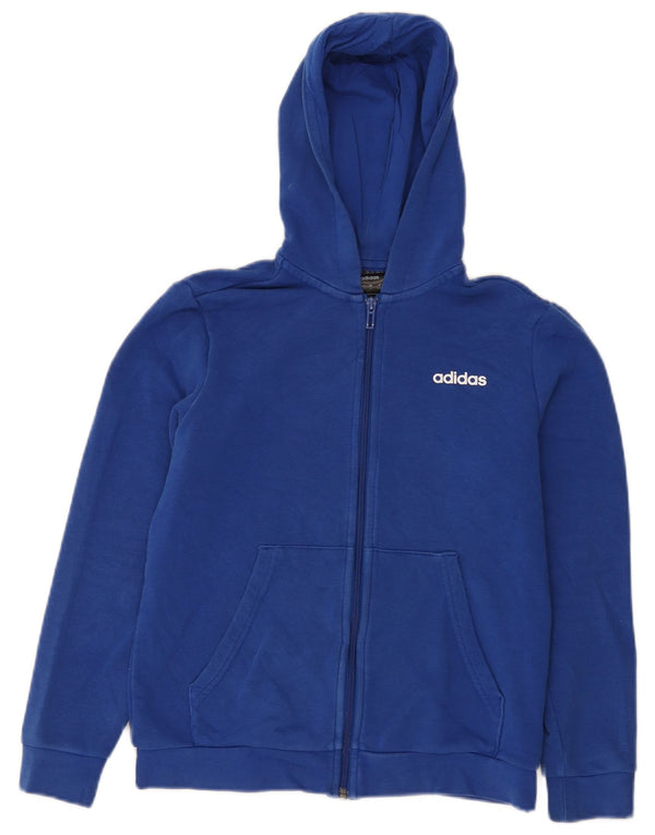 Maglione con cappuccio e zip Adidas da ragazzo 11-12 anni in cotone blu