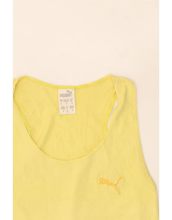 PUMA Womens Vest Top UK 10 Small Yellow Cotton Vintage Puma and Second-Hand Puma from Messina Hembry 