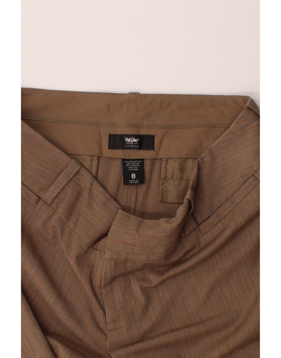MOSSIMO Womens Straight Capri Trousers US 8 Medium W32 L20 Brown Pinstripe Vintage Mossimo and Second-Hand Mossimo from Messina Hembry 