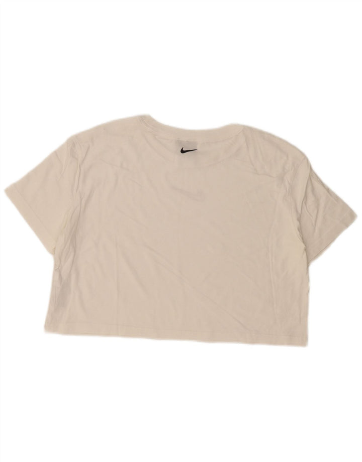 T-shirt grafica corta Nike da donna UK 14 cotone bianco medio