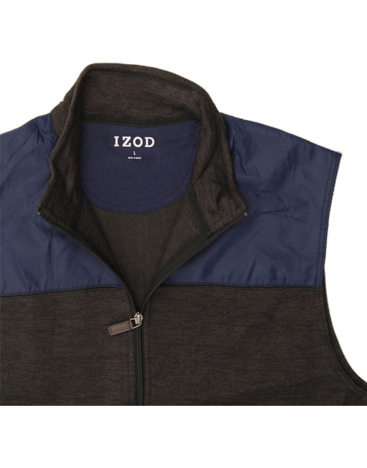 IZOD Mens Sleeveless Tracksuit Top Jacket Large Grey Colourblock Polyester Vintage Izod and Second-Hand Izod from Messina Hembry 