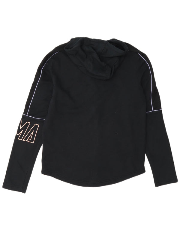 Felpa con cappuccio e zip grafica da donna Puma UK 10 Small Blu Navy Cotone