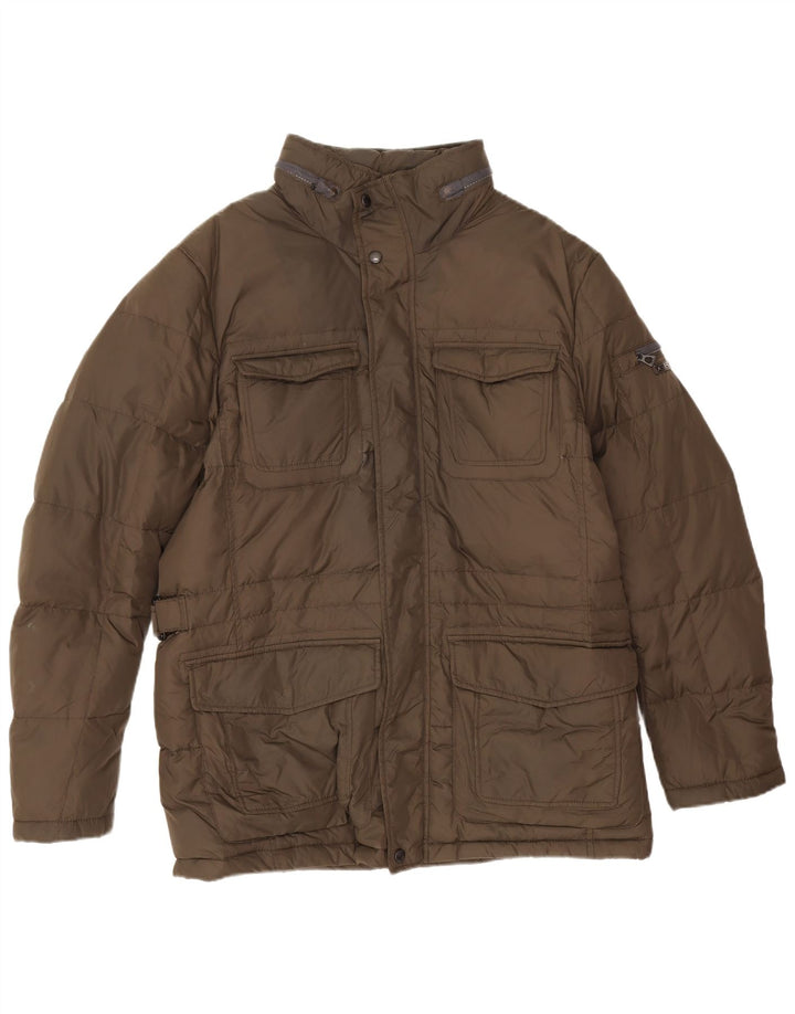 Geox Giacca imbottita con cappuccio da uomo UK 42 XL Khaki Poliammide