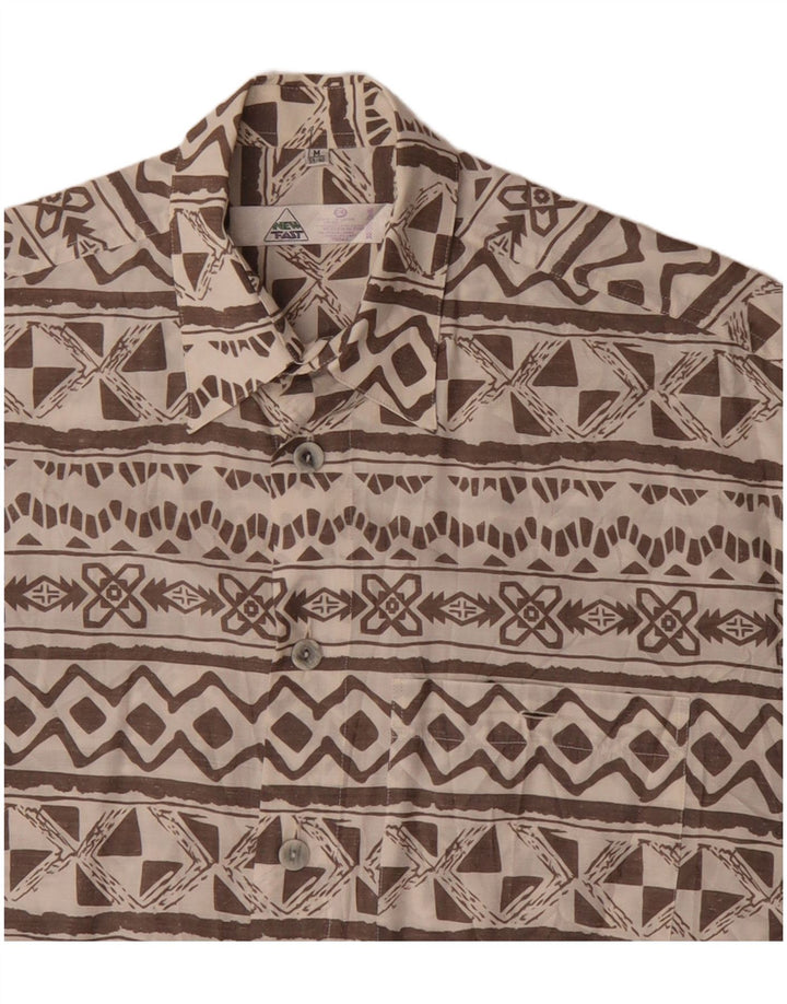 Camicia a maniche corte da uomo NEW FAST taglia 39/40 Viscosa geometrica beige medio