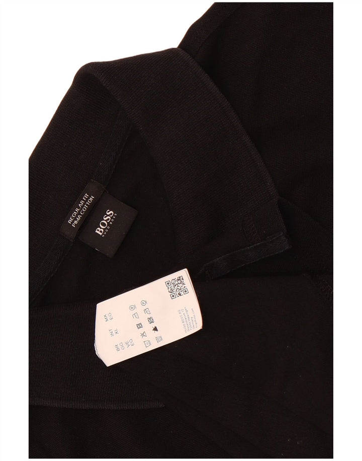 Polo Hugo Boss da uomo vestibilità regolare XL in cotone nero
