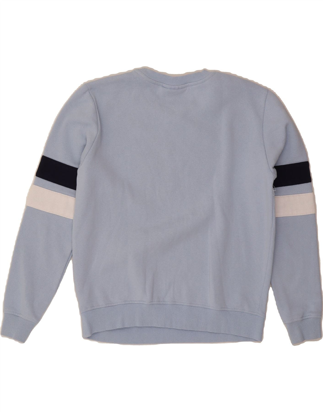 FILA Womens Graphic Sweatshirt Jumper UK 14 Medium Blue Striped Cotton Vintage Fila and Second-Hand Fila from Messina Hembry 