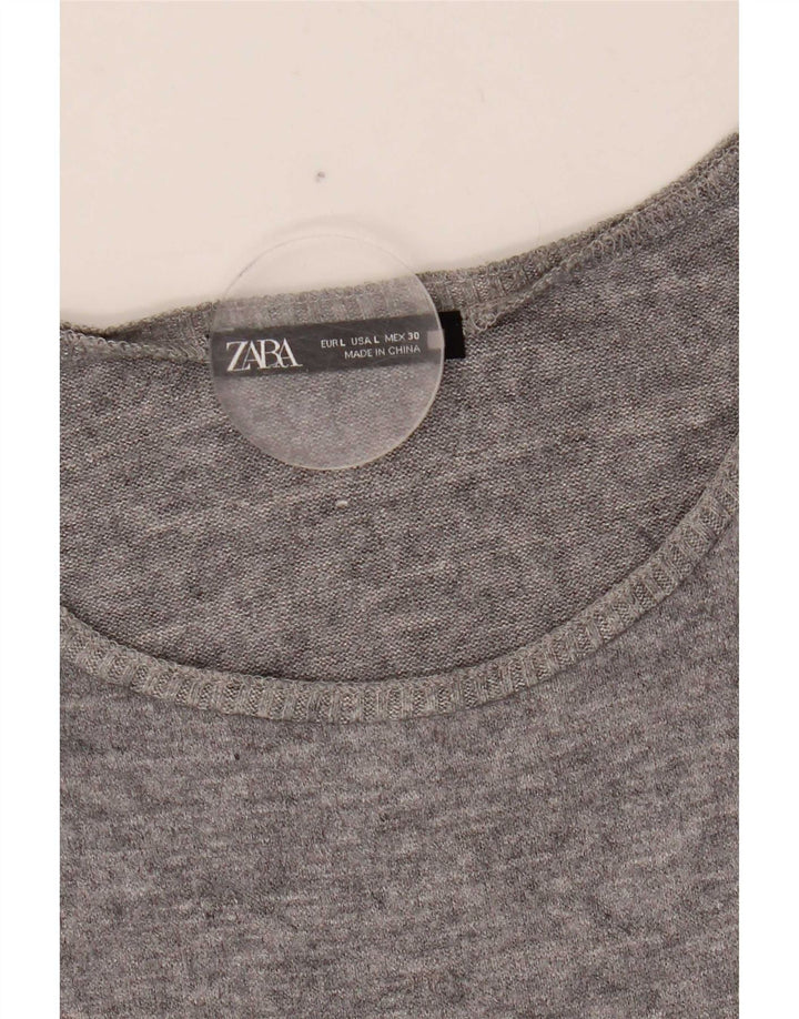 Canotta da donna Zara UK 16 grande grigio Fair Isle