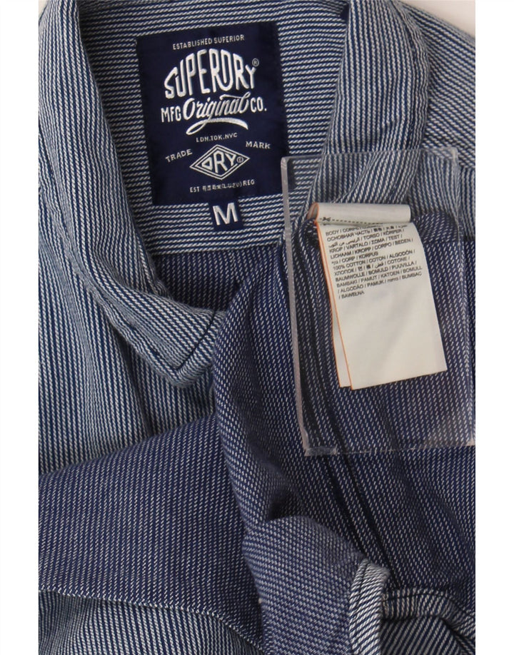 Camicia da uomo Regular Fit Superdry in cotone gessato medio blu navy