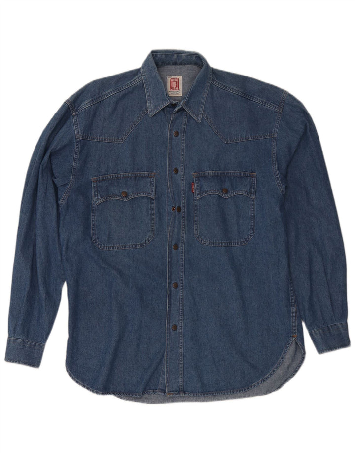Casucci Camicia Jeans Uomo Piccola Blu Cotone