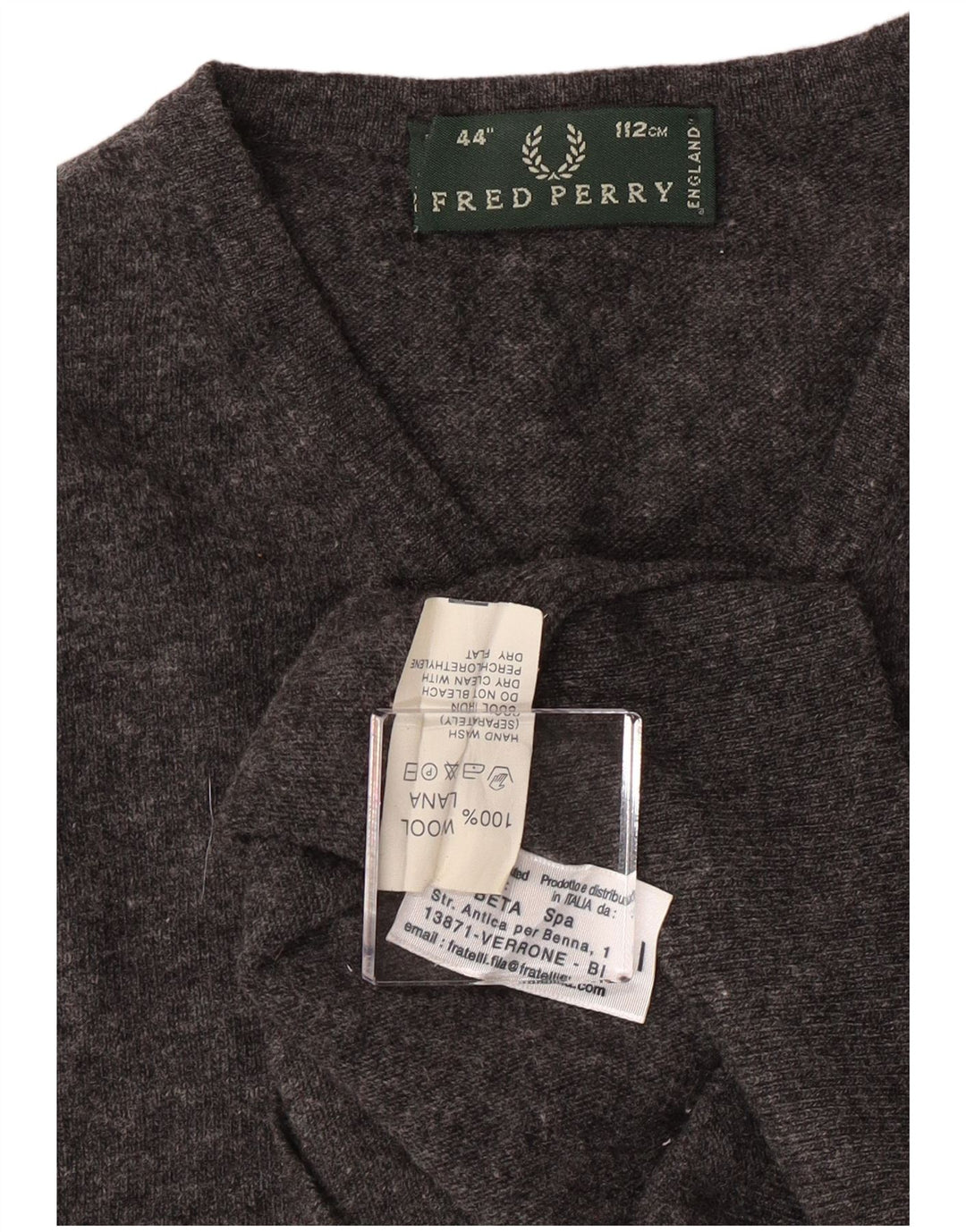 Canottiera da uomo Fred Perry in lana grigio medio