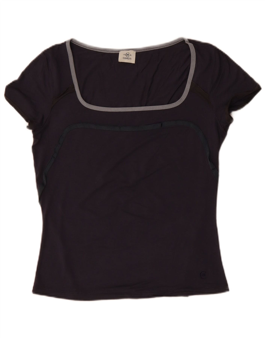 T-shirt da donna CERRUTI 1881 Top UK 12 Medium Navy Blue Viscosa