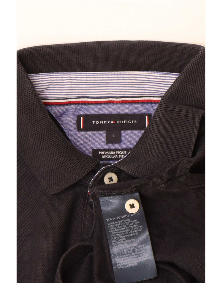 Polo da uomo vestibilità regolare Tommy Hilfiger grande cotone nero