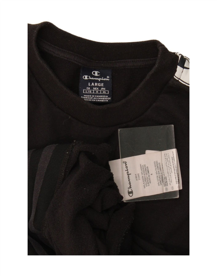 Felpa grafica da uomo Champion, maglione grande, cotone color block nero