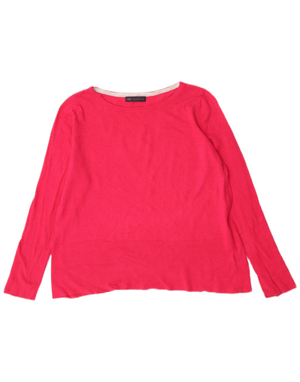 Maglione maglione con scollo a barca da donna Marks & Spencer UK 14 grande cotone rosa